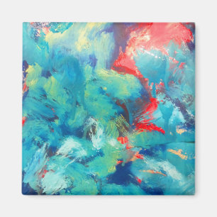 Turquoise Acrylschilder de Abstracte kunst Magneet