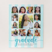 Turquoise Afstudeer K–12 Fotocollage Script Legpuzzel (Verticaal)