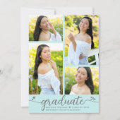 Turquoise Afstudeerceremonie 4 Foto Moderne Script Aankondiging (Voorkant)