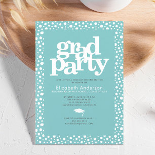 Turquoise afstudeerder partij vet typografie moder kaart