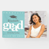 Turquoise afstuderen foto grijs pet vet modern spandoek (Horizontaal)