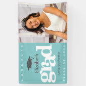 Turquoise afstuderen foto grijs pet vet modern spandoek (Verticaal)