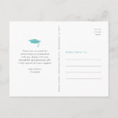 Turquoise afstuderen foto vet type bedankt briefkaart (Achterkant)