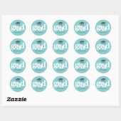 Turquoise Afstuderen Vet Typografie Eenvoudig Mode Ronde Sticker (Vel)