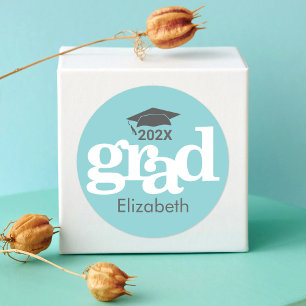 Turquoise Afstuderen Vet Typografie Eenvoudig Mode Ronde Sticker
