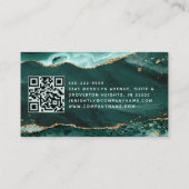 Turquoise agaat geode monogram goud script visitekaartje (Achterkant)