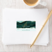 Turquoise agaat geode monogram kaars zeep label (Insitu)