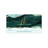 Turquoise agaat geode monogram kaars zeep label (Voorkant)