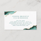 Turquoise Agaat Gold Glitter Monogram Foto Visitekaartje (Achterkant)