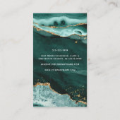 Turquoise Agaat Gold Glitter Script Monogram Foto Visitekaartje (Achterkant)