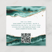 Turquoise agaat Gold Script Monogram QR-code Vierkante Visitekaartje (Achterkant)
