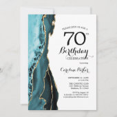 Turquoise Agaat Goud Wit 70ste Verjaardag Kaart (Voorkant)