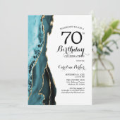 Turquoise Agaat Goud Wit 70ste Verjaardag Kaart (Staand voorkant)