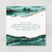 Turquoise Agaat Script Monogram Foto Vierkante Visitekaartje (Achterkant)