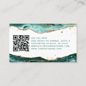 Turquoise agaatschrift Monogram Gold Glitter QR Visitekaartje (Achterkant)