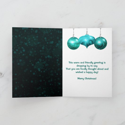 Turquoise Agate Baubles kerstfeest Feestdagen Kaart (Binnen)