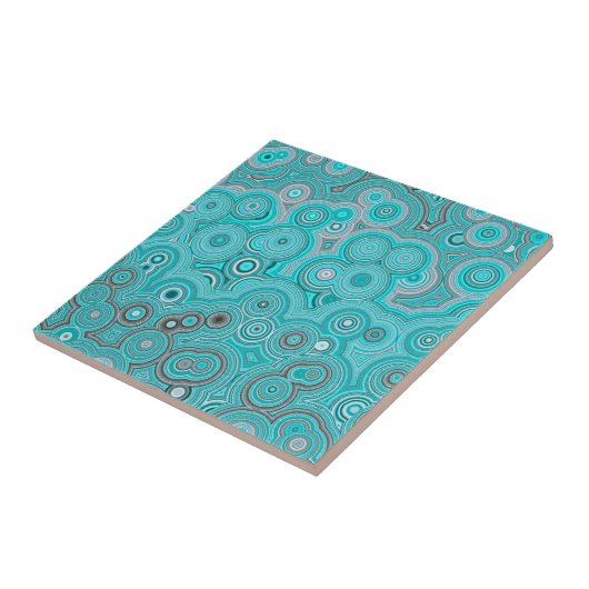 Turquoise Agate Flow – Elegant Abstract Pattern Tegeltje (Zijkant)