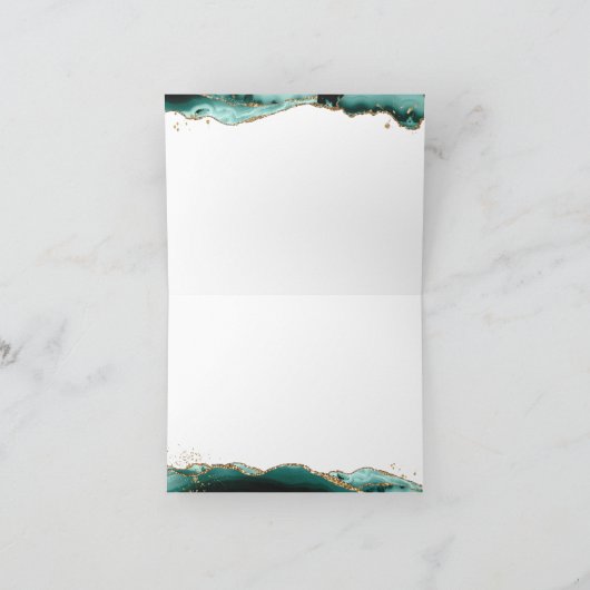Turquoise Agate Geode Gold Glitter Monogram Script Notitiekaartje (Binnen)