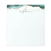 Turquoise Agate Geode Gold Glitter Script Monogram Notitieblok (Voorkant)