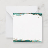 Turquoise Agate Geode Gold Glitter Script Monogram Notitiekaartje (Achterkant)