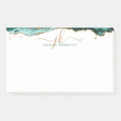 Turquoise Agate Geode Gold Glitter Script Monogram Post-it® Notes (Voorkant)