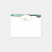 Turquoise Agate Geode Gold Glitter Script Monogram Post-it® Notes (Voorkant)