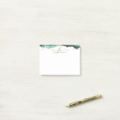 Turquoise Agate Geode Gold Glitter Script Monogram Post-it® Notes (Op bureau)