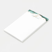 Turquoise Agate Geode Gold Glitter Script Monogram Post-it® Notes (Schuin)