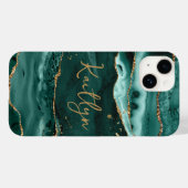 Turquoise Agate Geode Gold Glitter Script Name Case-Mate iPhone Case (Achterkant (horizontaal))