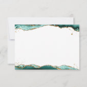 Turquoise Agate Geode Monogram Script Gold Glitter Notitiekaartje (Achterkant)