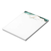 Turquoise Agate Geode Script Monogram Gold Glitter Notitieblok (Linkerzijde)