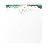 Turquoise Agate Geode Script Monogram Gold Glitter Notitieblok (Voorkant)