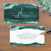 Turquoise Agate Glitter Monogram Script Swash Visitekaartje