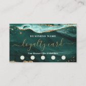 Turquoise Agate Gold Glitter Script 5 Punch Klantenkaartje (Voorkant)