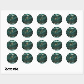 Turquoise Agate Gold Glitter Script Monogram Logo Ronde Sticker (Vel)