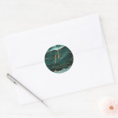 Turquoise Agate Gold Glitter Script Monogram Logo Ronde Sticker (Envelop)
