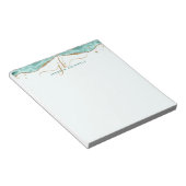 Turquoise Agate Gold Glitter Script Monogram Notitieblok (Schuin)