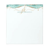 Turquoise Agate Gold Glitter Script Monogram Notitieblok (Voorkant)