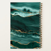 Turquoise Agate Gold Glitter Script Monogram Notitieboek (Achterkant)
