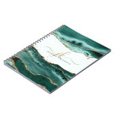Turquoise Agate Gold Glitter Script Monogram Notitieboek (Linkerzijde)