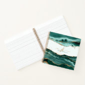 Turquoise Agate Gold Glitter Script Monogram Notitieboek (Binnen)