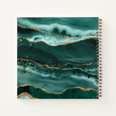 Turquoise Agate Gold Glitter Script Monogram Notitieboek (Achterkant)