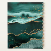 Turquoise Agate Gold Glitter Script Monogram Swash Planner (Achterkant)