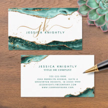 Turquoise Agate Gold Glitter Script Monogram