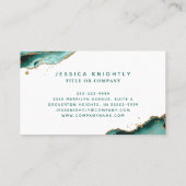 Turquoise Agate Gold Glitter Script Monogram Visitekaartje (Achterkant)