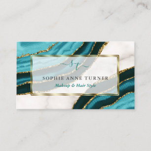Turquoise Agate Initialen Calligraphy Logo Brandin Visitekaartje