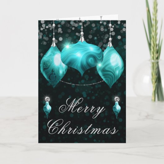 Turquoise Agate Kralen Kerst Diner Feest Feestdagen Kaart (Voorkant)