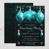 Turquoise Agate Kringels Kerst Diner Feest Kaart (Voorkant / Achterkant)