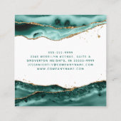 Turquoise Agate Script Monogram Gold Glitter Vierkante Visitekaartje (Achterkant)