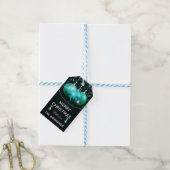 Turquoise Agate & zilveren Bellen Kerstmis Cadeaulabel (Met Touw)